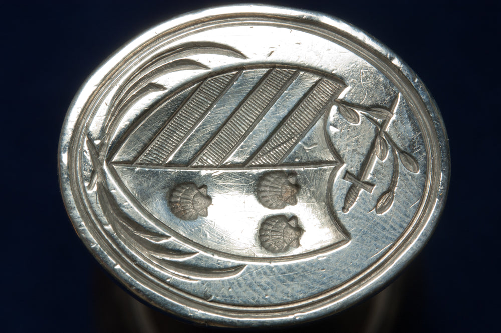 c1794 English Rosewood Makers' Mark Silver Armorial Desk Seal