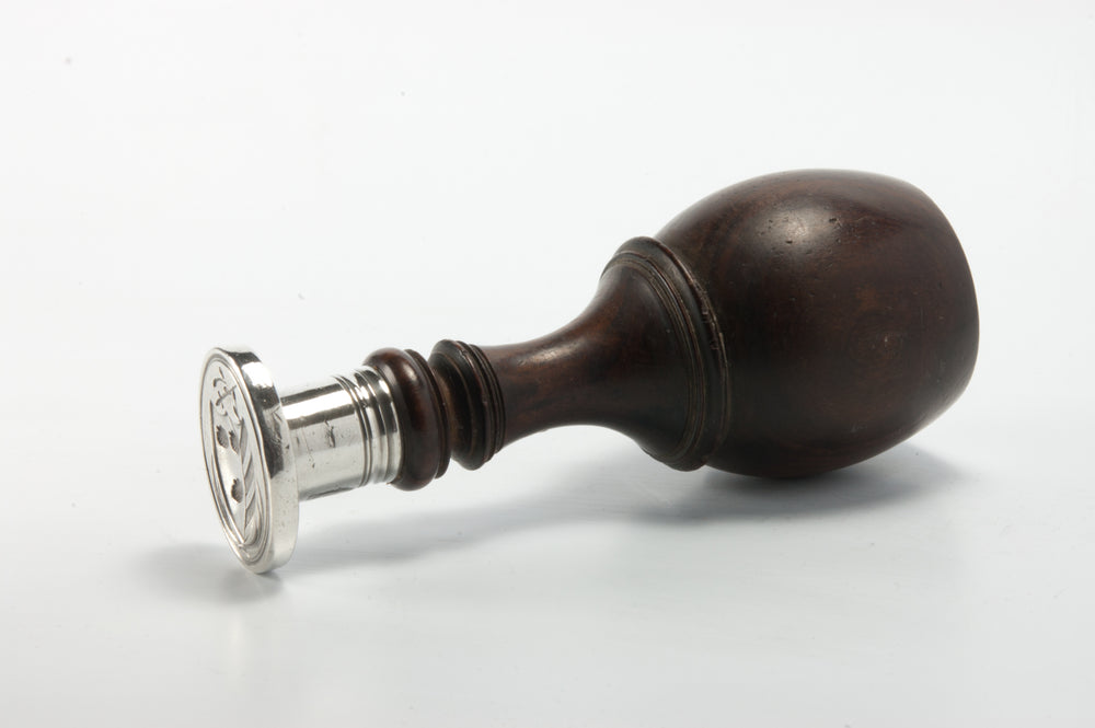 c1794 English Rosewood Makers' Mark Silver Armorial Desk Seal