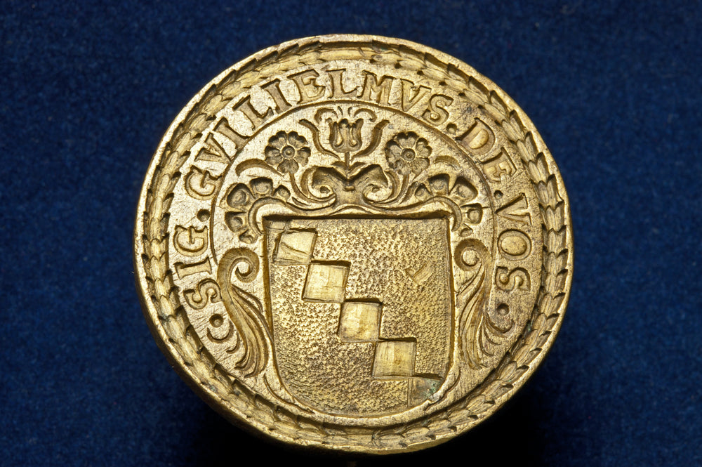 18thC Brass Personal Armorial Hand-Seal - Guillaume De Vos