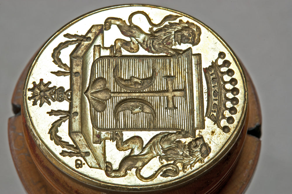 Fine Boxwood 18thC Bavarian Armorial Desk Seal - Schorno