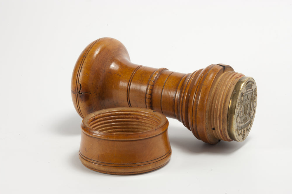 Fine Boxwood 18thC Bavarian Armorial Desk Seal - Schorno