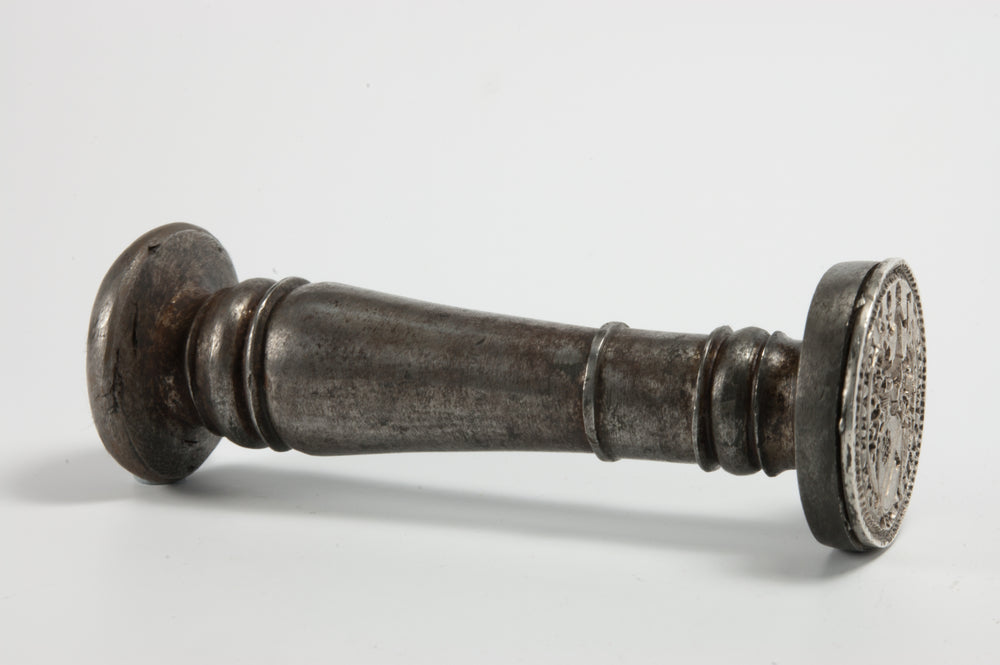 18thC Dutch Steel & Silver Personal Armorial Desk Seal - Johann Matthias Lodel