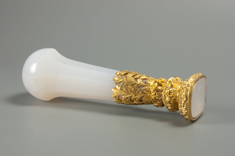 19thC Gold Mounted Continental Hardstone Marriage Hand-Seal - Mercy-Argenteau
