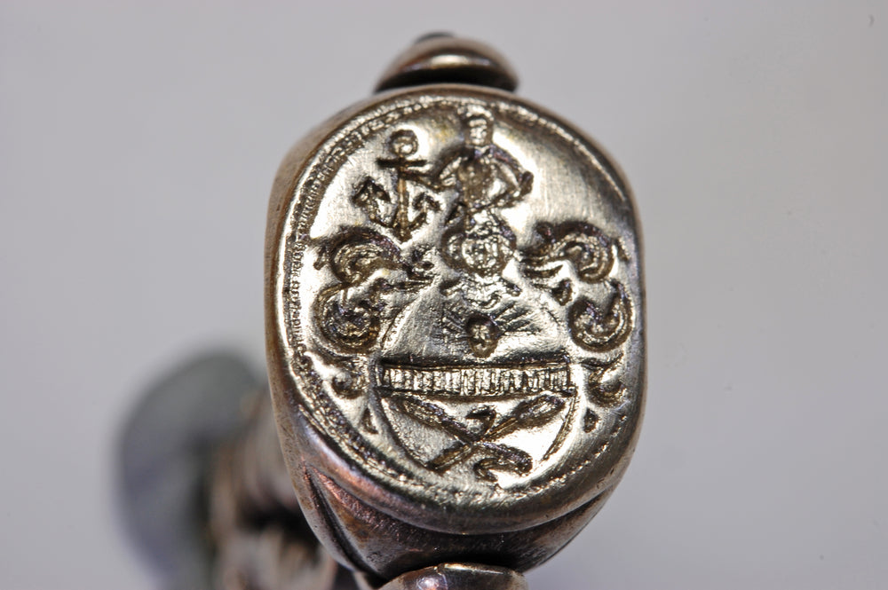 18thC Silver Triple Spinning Armorial Fob Seal