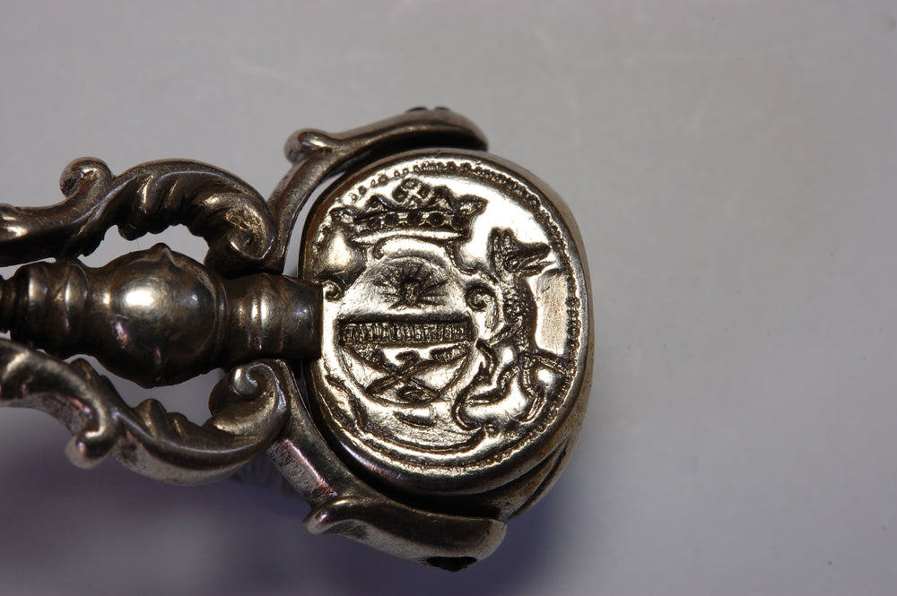 18thC Silver Triple Spinning Armorial Fob Seal