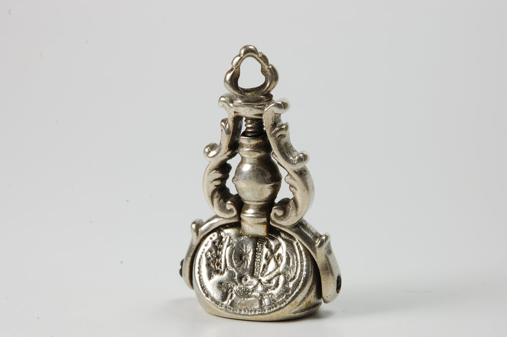 18thC Silver Triple Spinning Armorial Fob Seal
