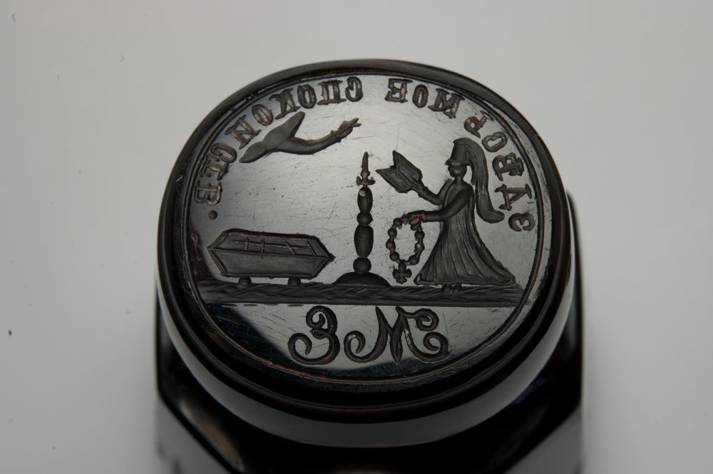 19thC Russian Smokey Crystal Devotional Lady Desk Seal