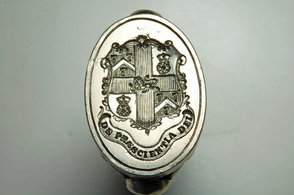 18thC Silver Worshipful Company of Barbers Armorial Fob Seal - DE PRESCIENTIA DEI