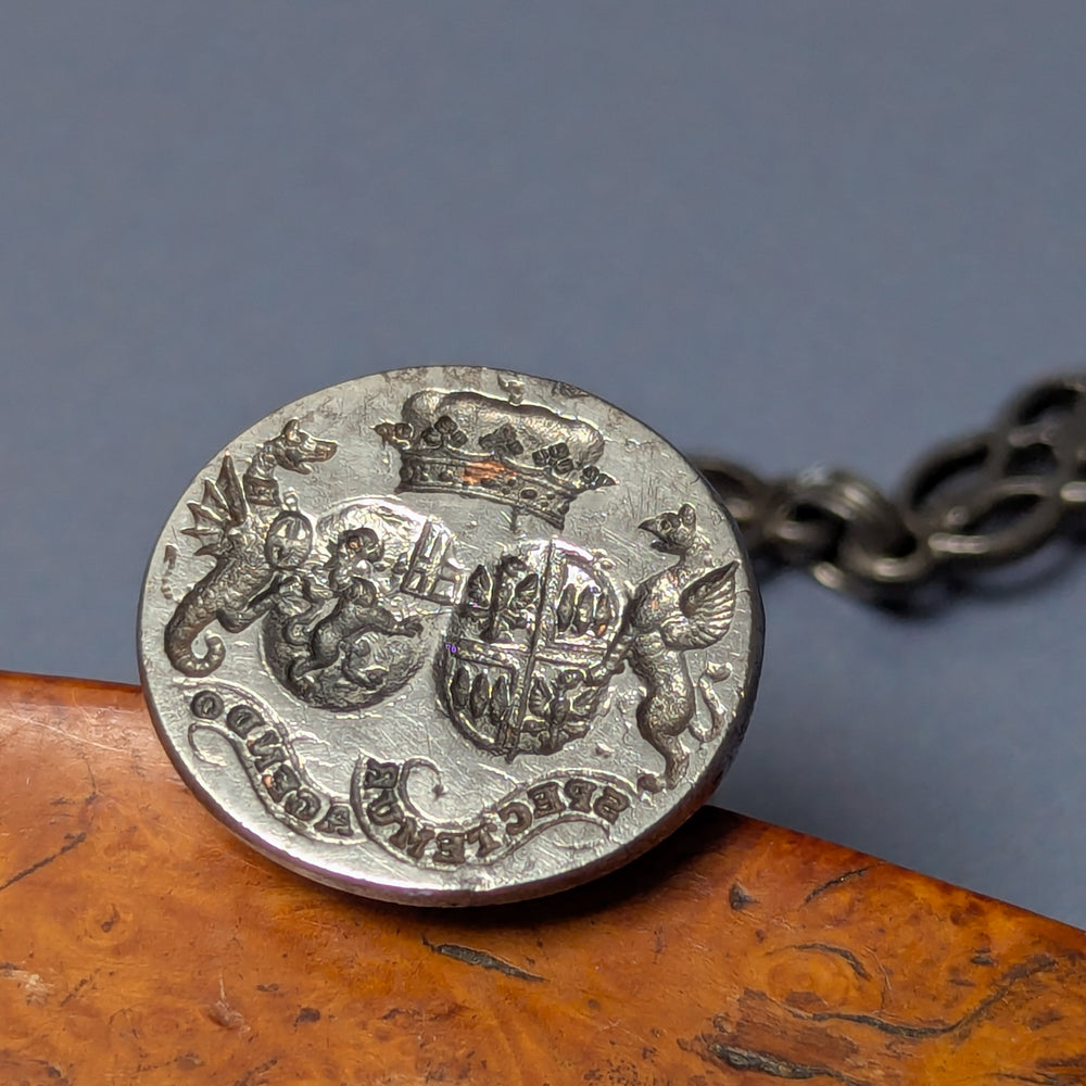 c1705 Steel Marriage Fob Seal on Chain - Duke Of Montagu/Lady Churchill