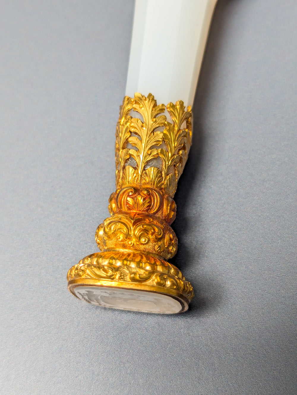 19thC Gold Mounted Continental Hardstone Marriage Hand-Seal - Mercy-Argenteau