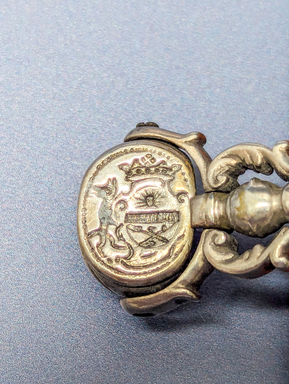 18thC Silver Triple Spinning Armorial Fob Seal