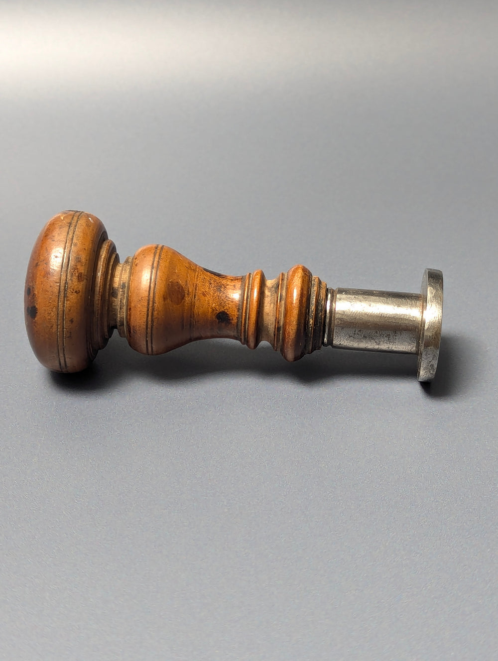 18thC Dutch Flemish Wood Steel Personal Armorial Desk Seal