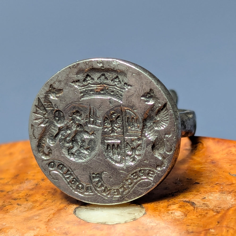 c1705 Steel Marriage Fob Seal on Chain - Duke Of Montagu/Lady Churchill