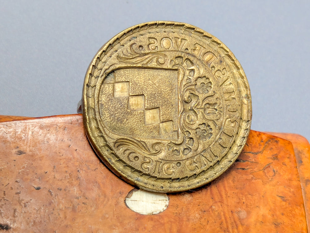 18thC Brass Personal Armorial Hand-Seal - Guillaume De Vos