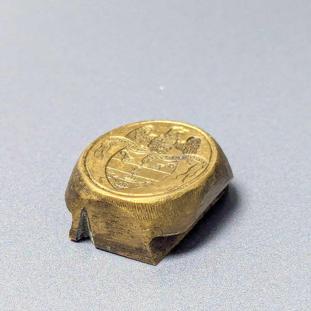 Early 19thC Brass Machine Mounted Armorial Wax Seal for Columbia