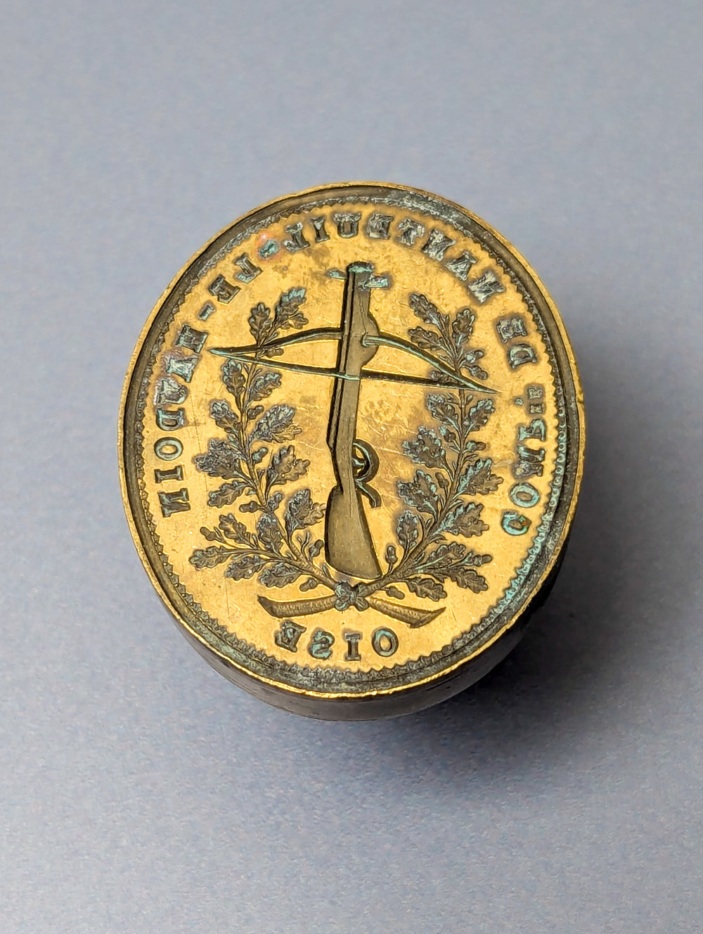 c1795 French Revolutionary Brass Seal Matrix - Compagnie des Arbaletriers