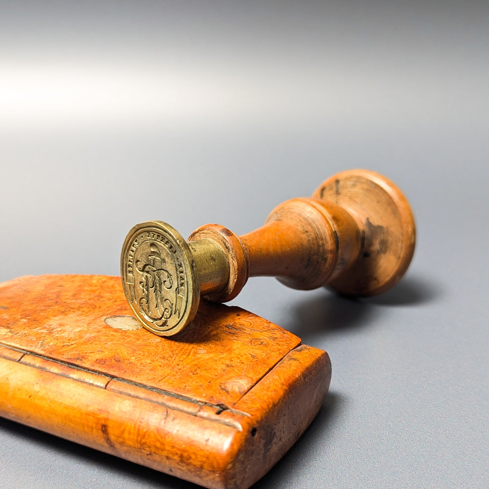 19thC French Wood Brass Revolutionary Desk Seal