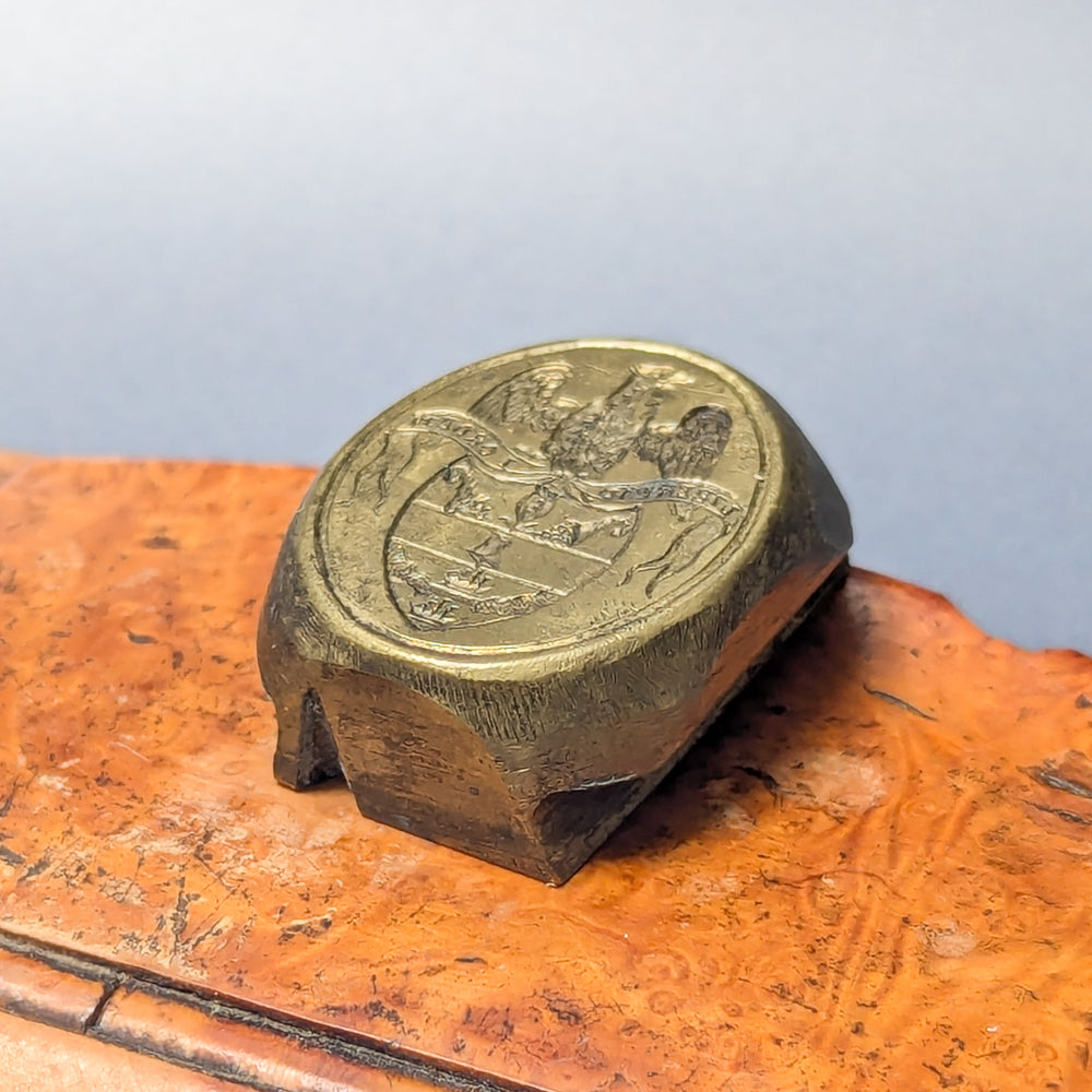 Early 19thC Brass Machine Mounted Armorial Wax Seal for Columbia