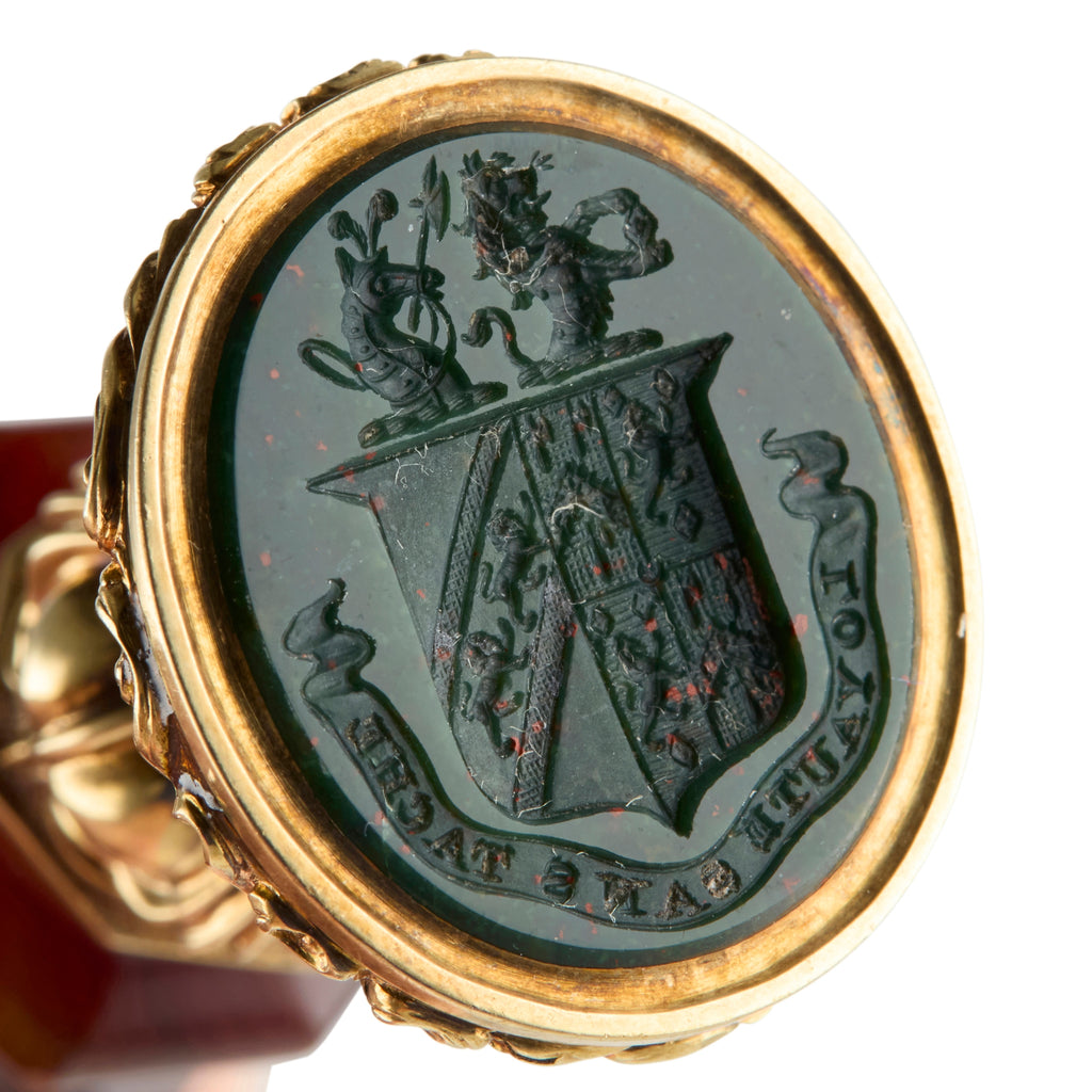 THE ROBERT WESTLEY HALL-DARE DESK SEAL AN EARLY 19TH CENTURY BANDED AGATE AND BLOODSTONE SEAL