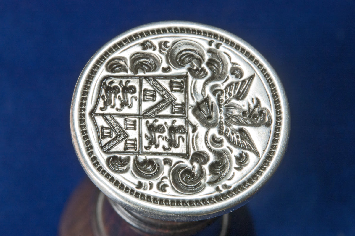 Fine 18thC English Silver Lignum Vitae Armorial Desk Seal - Earl of Ducie