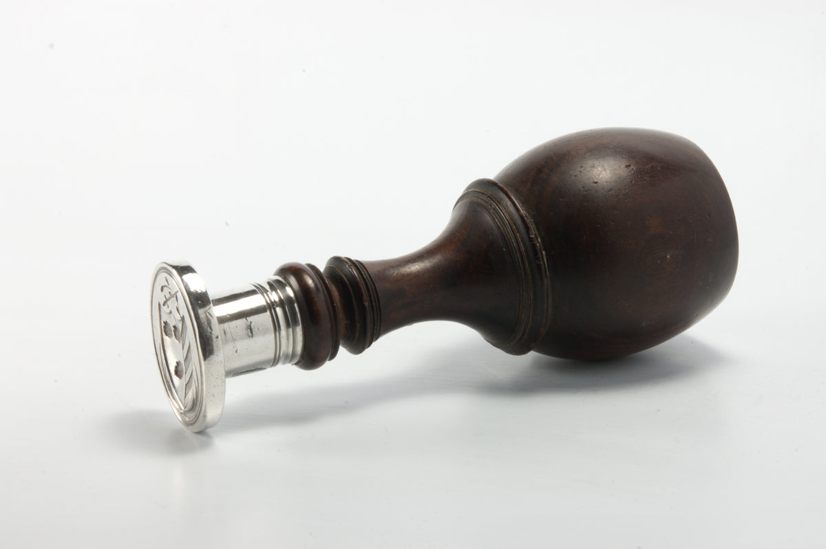 c1794 English Rosewood Makers' Mark Silver Armorial Desk Seal