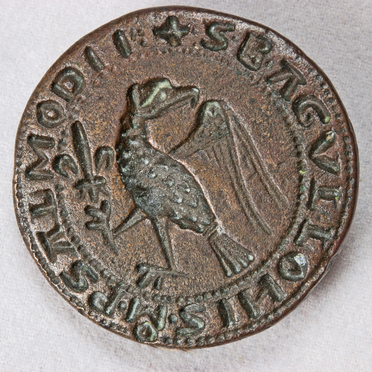 Detail of wax seal showing bird and fleur de lys