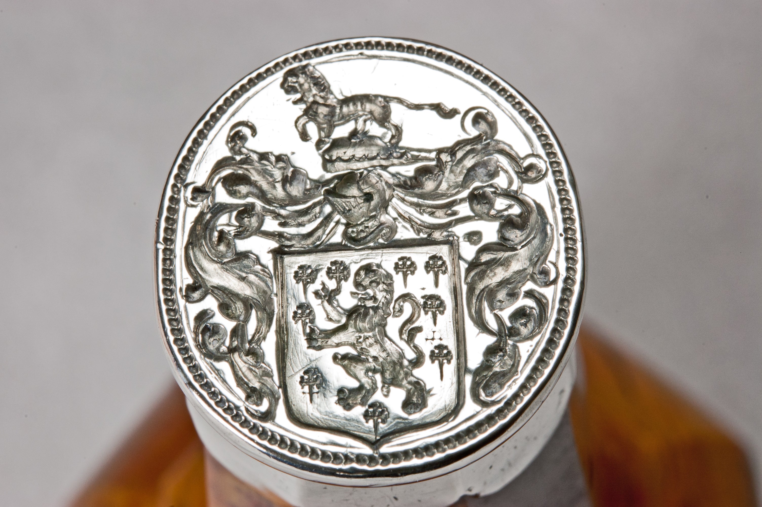 17THC JASPER & SILVER DESK SEAL WITH ARMS FOR BRETT