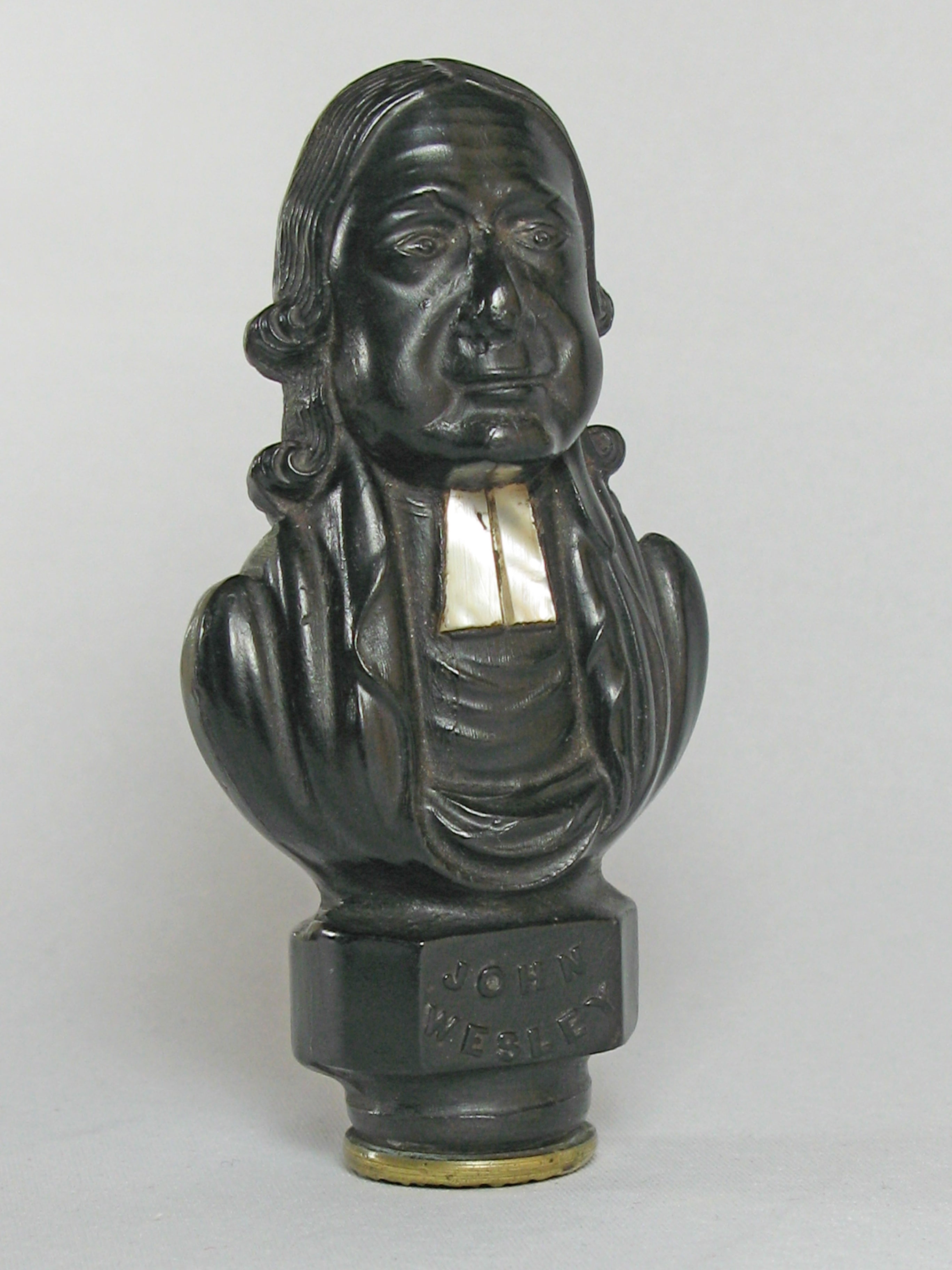 c1839 Centenary Wood, Mother of Pearl and Brass JOHN WESLEY Antique Wax Seal