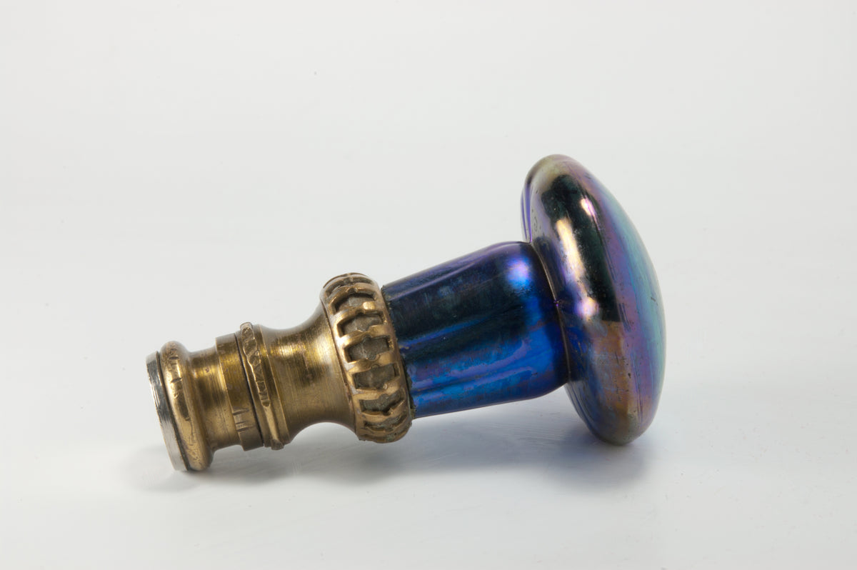 Glass, Yellow Metal and Steel Tiffany Favrile Desk Seal