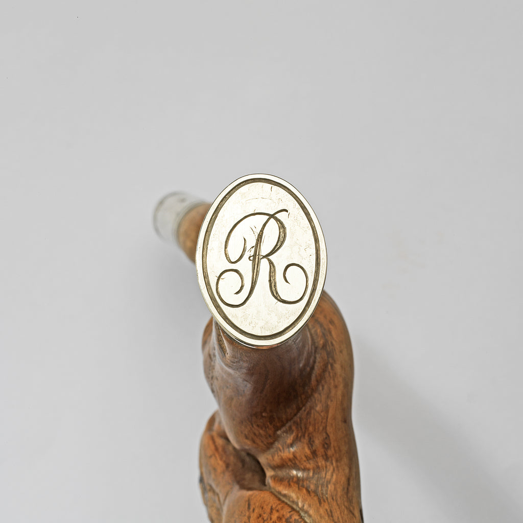 A WHIMSICAL SILVER-MOUNTED ROOTWOOD EXTRAVAGANZA INCORPORATING TWO SEAL MATRICES