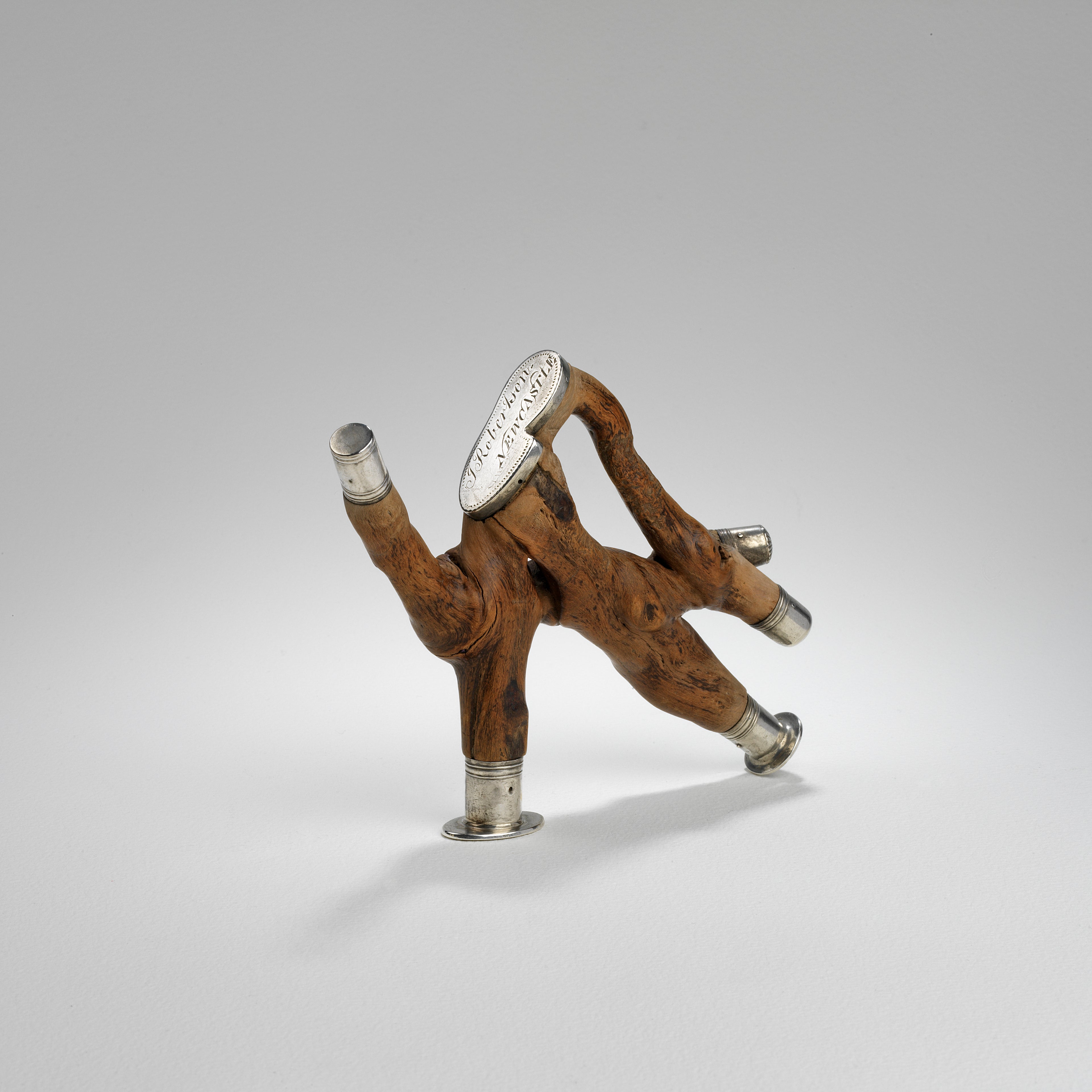 A WHIMSICAL SILVER-MOUNTED ROOTWOOD EXTRAVAGANZA INCORPORATING TWO SEAL MATRICES