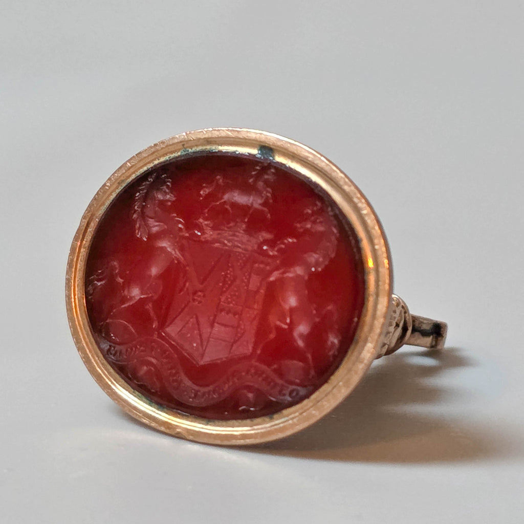 c1806 English Gilt-Cased Hardstone Fob Seal - Edward DERING
