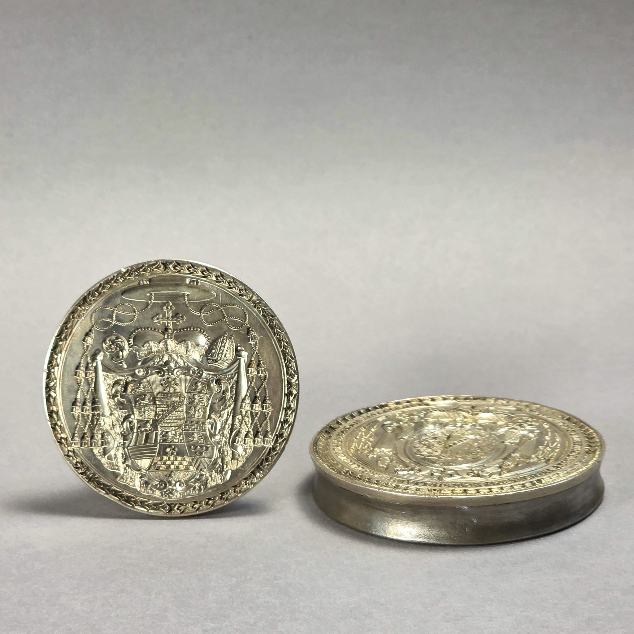 A SET OF TWO EARLY 18TH CENTURY RELIGIOUS SEALS FROM THE COLLECTION OF DUKE CHRISTIAN AUGUST OF SAXONY-ZEITZ