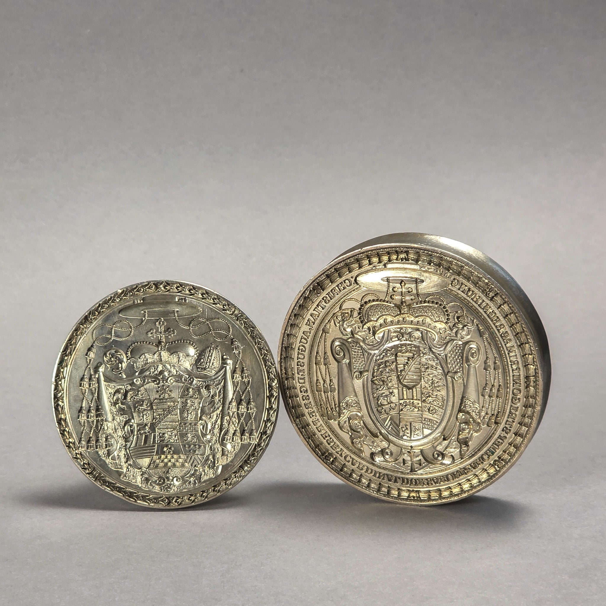 A SET OF TWO EARLY 18TH CENTURY RELIGIOUS SEALS FROM THE COLLECTION OF DUKE CHRISTIAN AUGUST OF SAXONY-ZEITZ