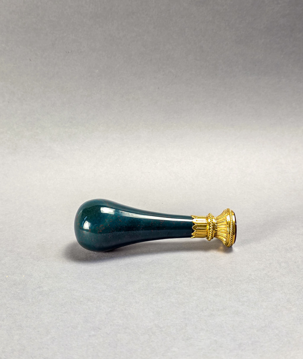 THE CALEB WRIGHT DESK SEAL A LATE 19TH CENTURY BLOODSTONE AND CARNELIAN DESK SEAL