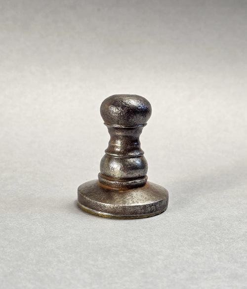 AN ESTONIAN TAILOR'S GUILD SEAL A 17TH CENTURY STEEL AND BRASS DESK SEAL