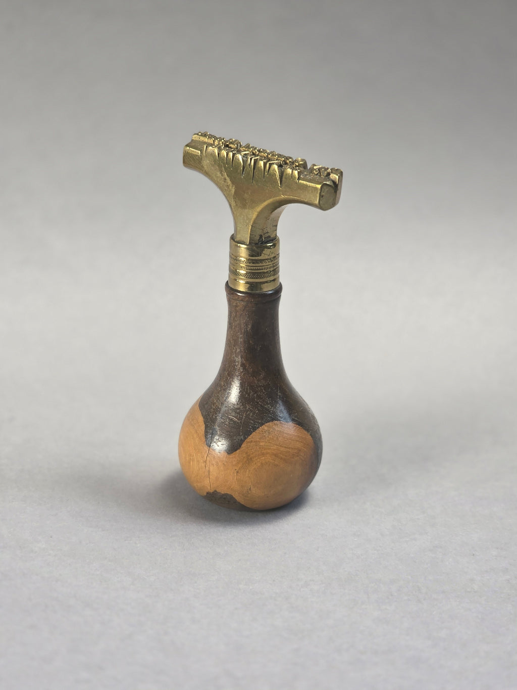 c1850 CENTRAL BANK OF NEW YORK LABERNUM & BRASS DESK STAMP
