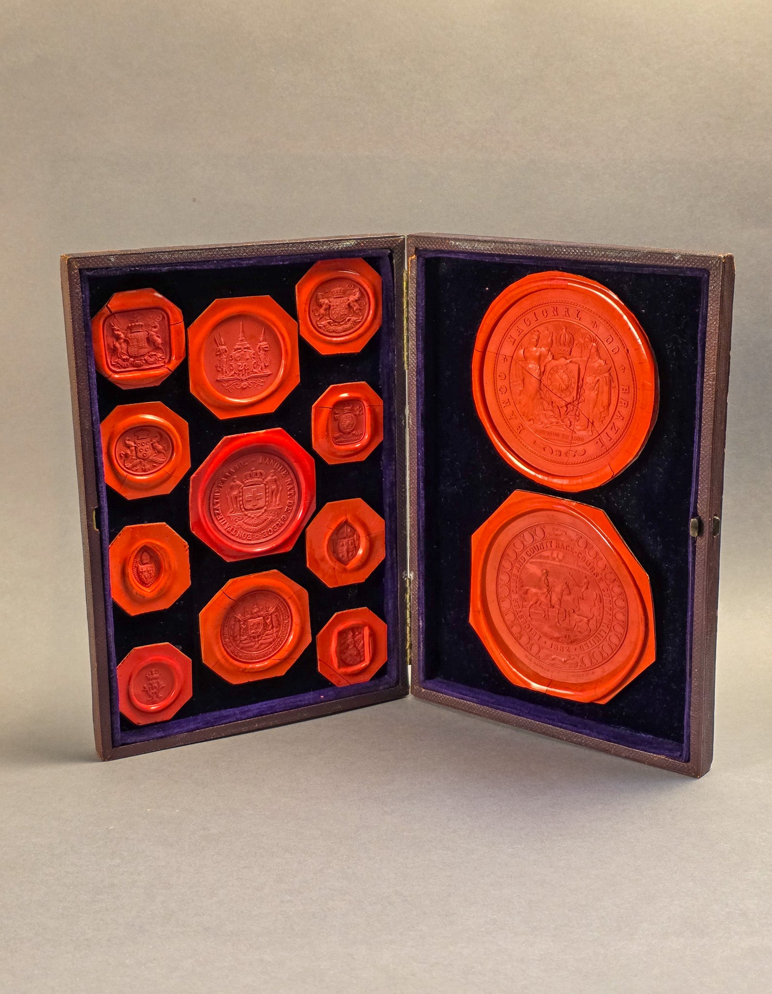 19th Century Rare Wax Engraver's Leather Impression Sample Book Folio