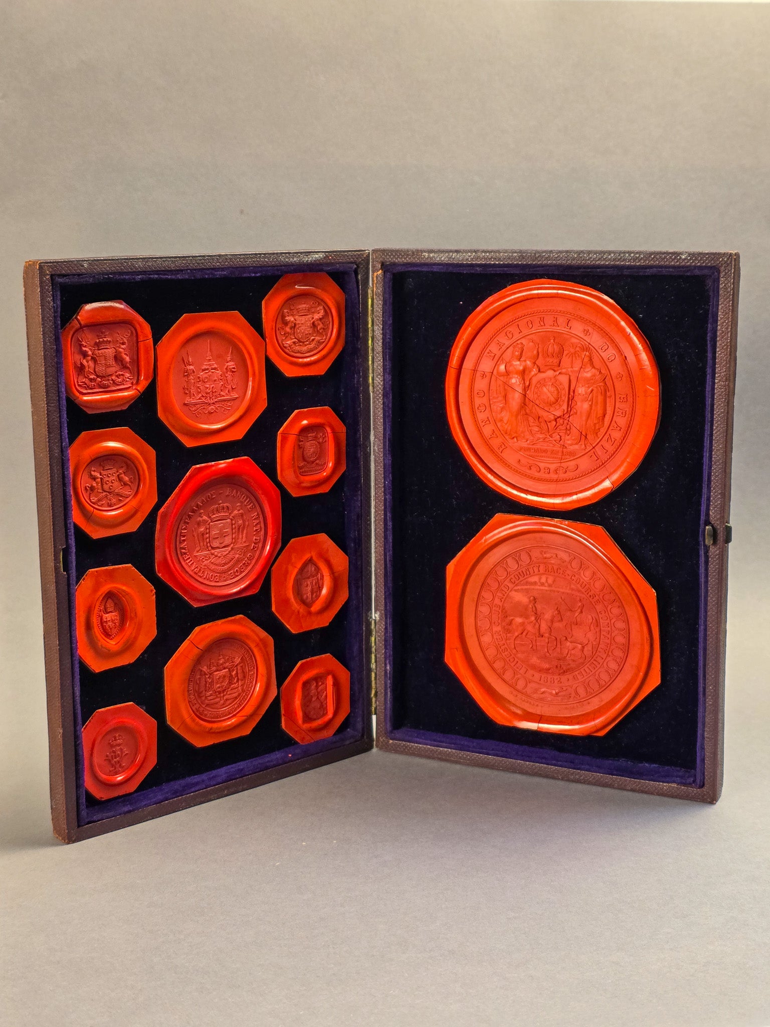 19th Century Rare Wax Engraver's Leather Impression Sample Book Folio