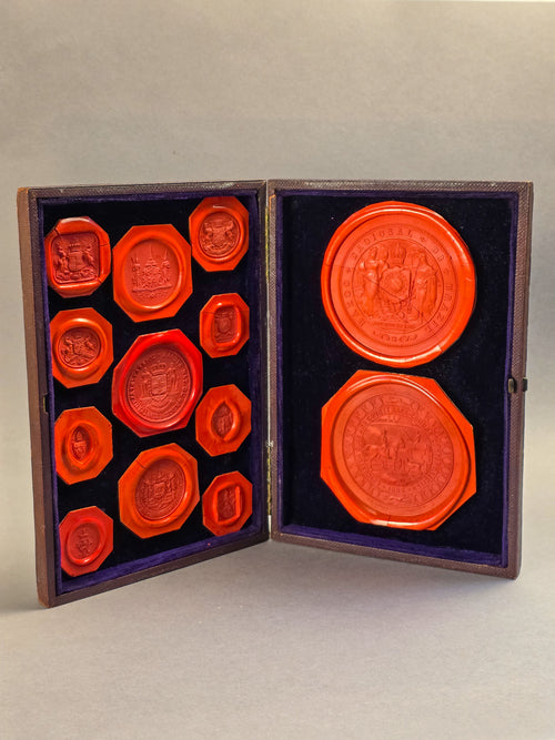 19th Century Rare Wax Engraver's Leather Impression Sample Book Folio