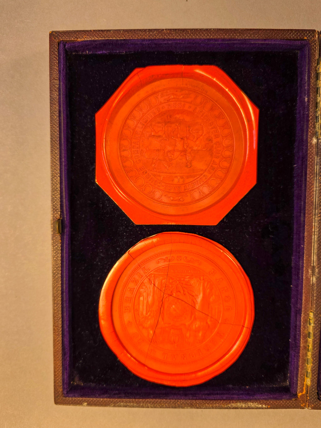 19th Century Rare Wax Engraver's Leather Impression Sample Book Folio