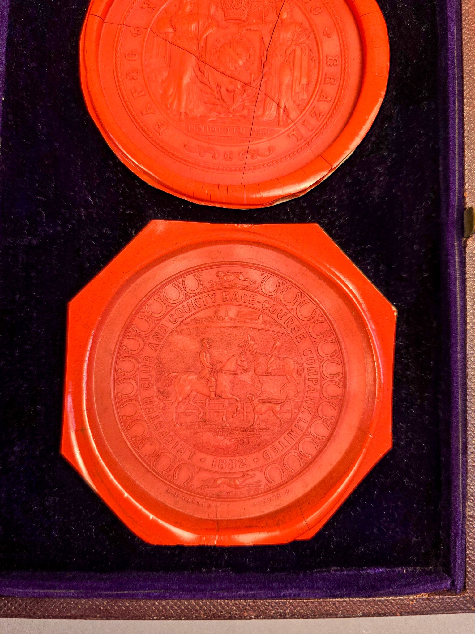 19th Century Rare Wax Engraver's Leather Impression Sample Book Folio