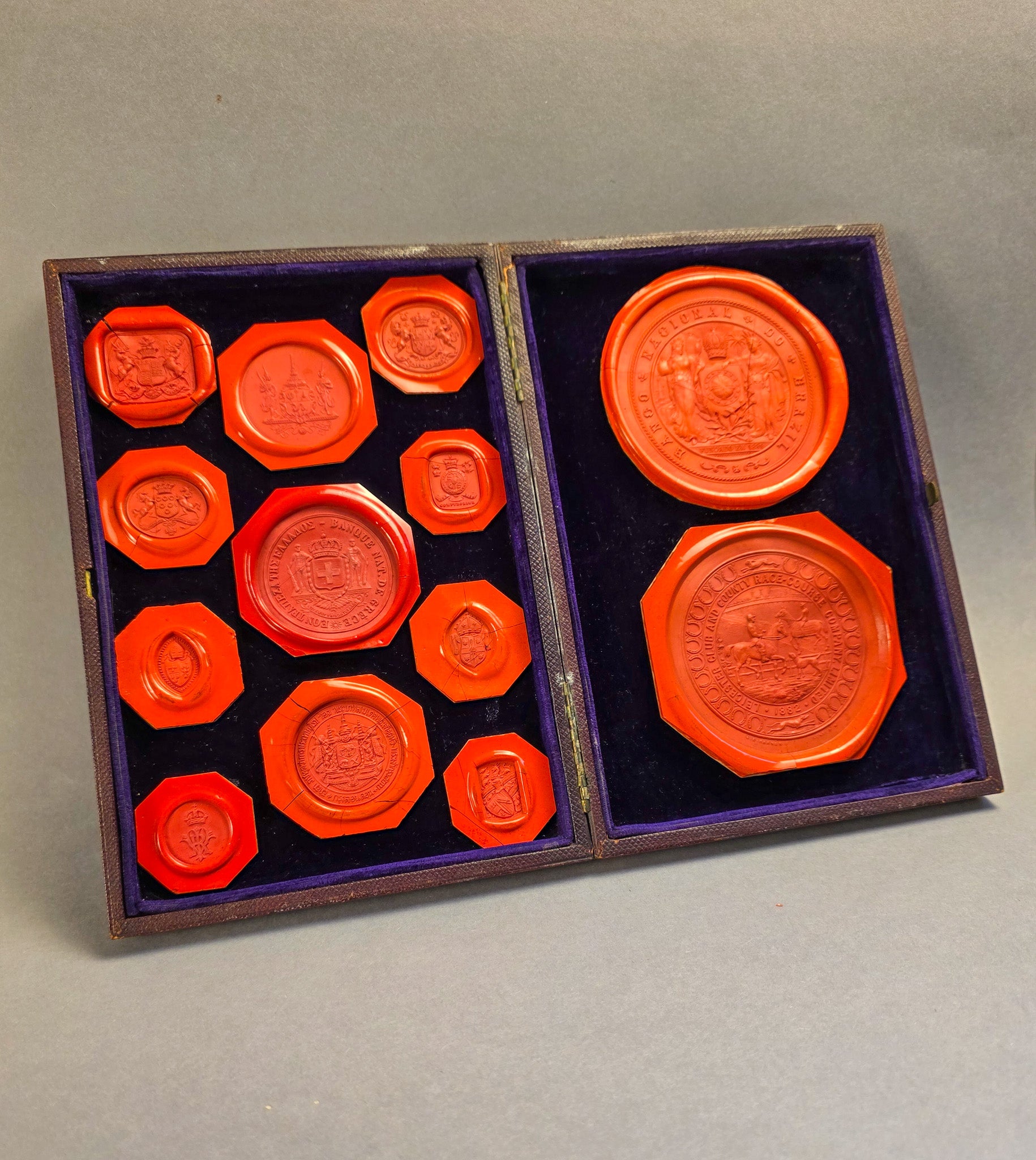 19th Century Rare Wax Engraver's Leather Impression Sample Book Folio