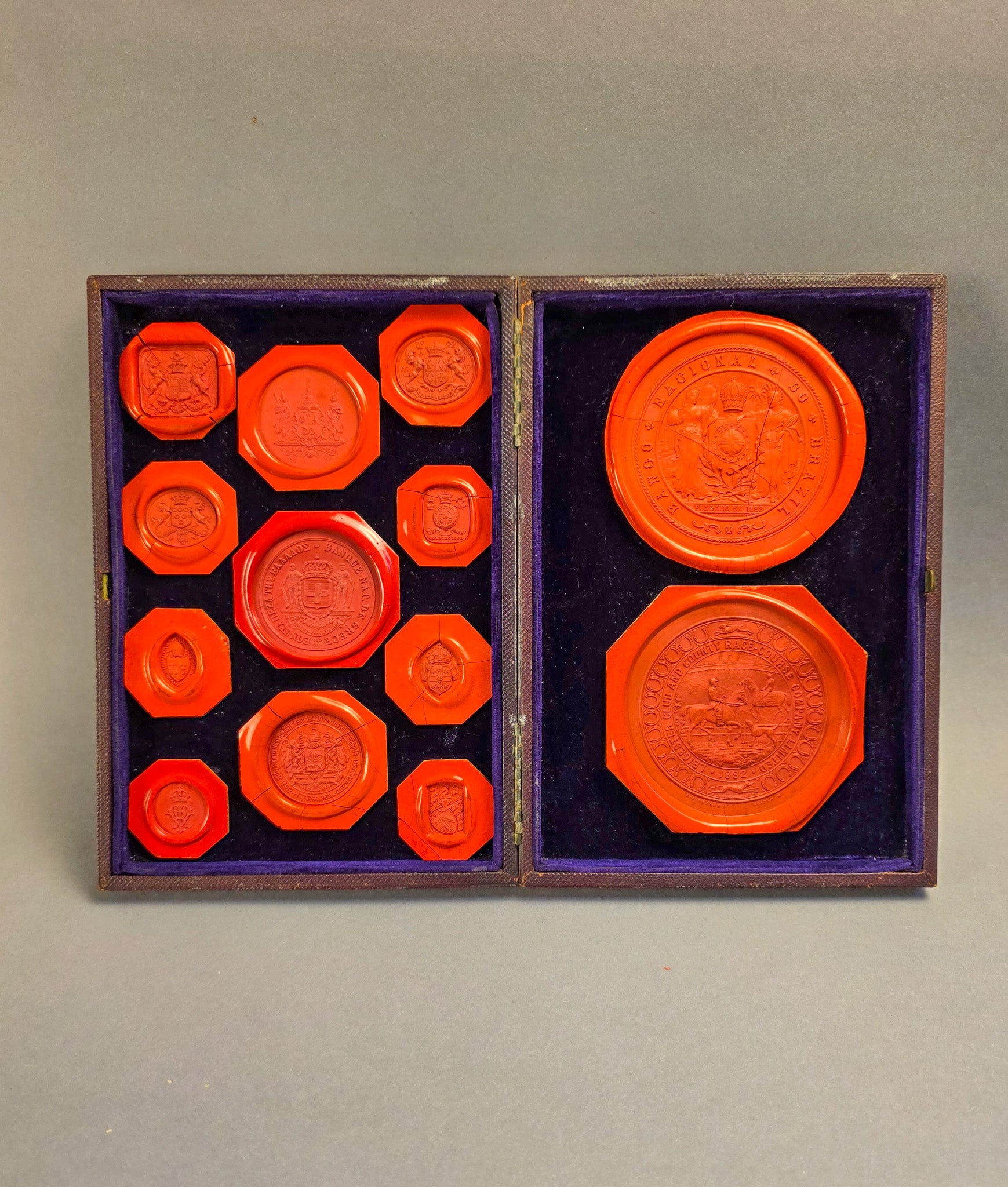 19th Century Rare Wax Engraver's Leather Impression Sample Book Folio