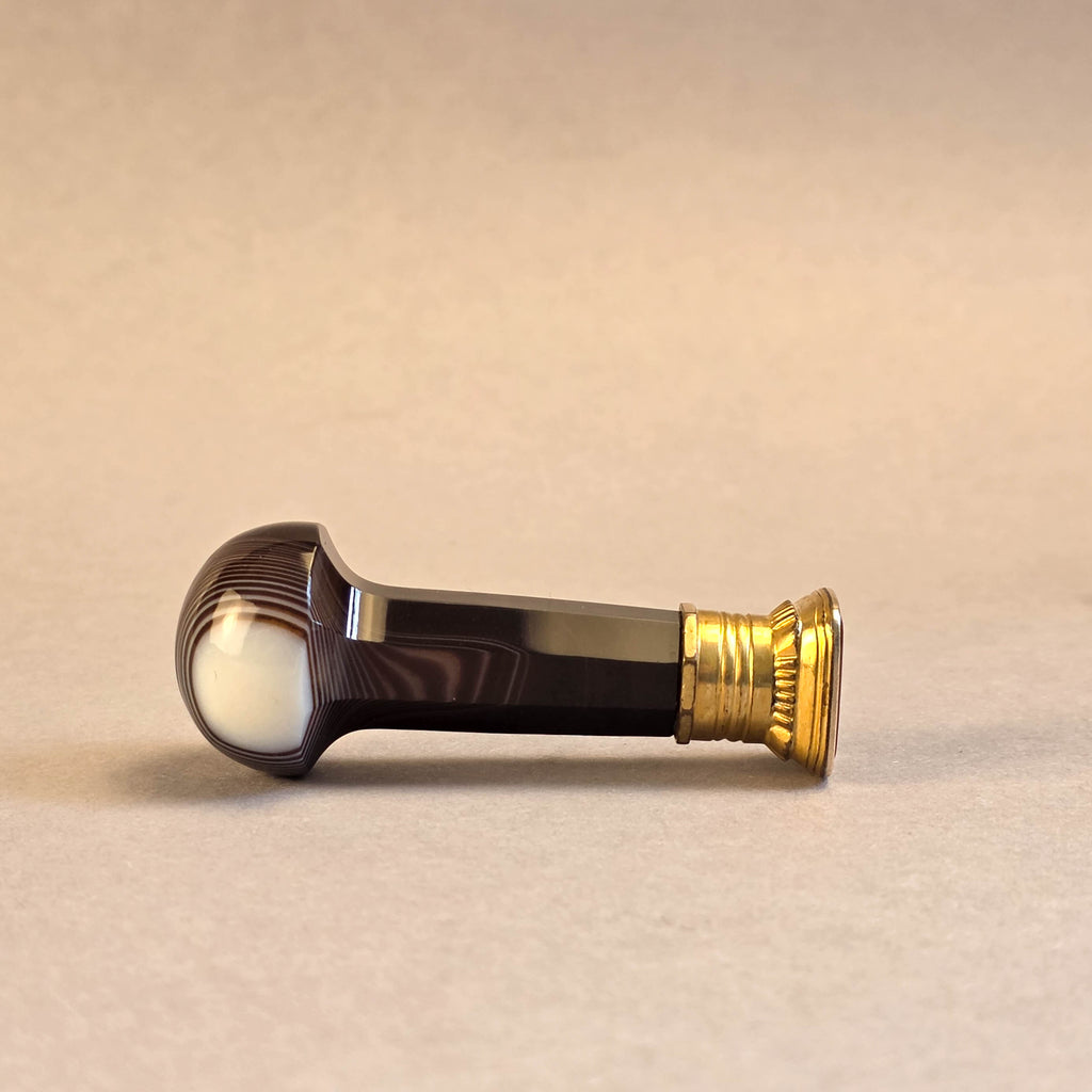 ENGLISH 19THC AGATE, GILT & CARNELIAN ARMORIAL DESK SEAL - HAY CLAN