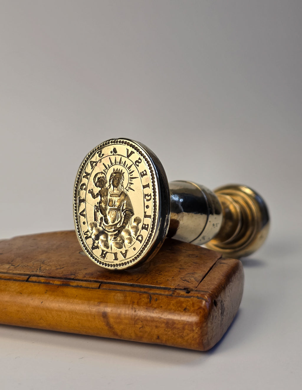 18THC BRASS ALLOY SICILLIAN CHURCH DESK SEAL