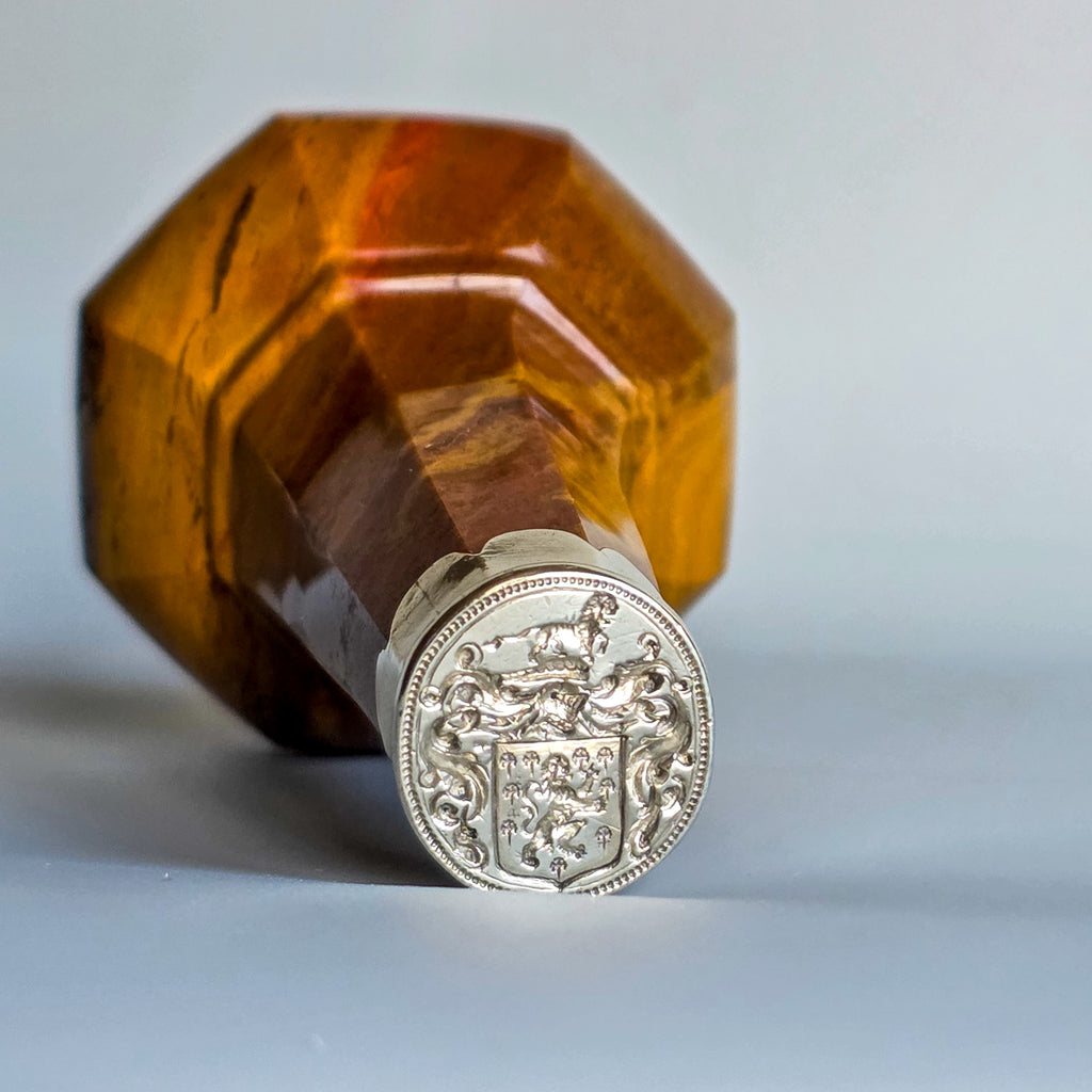 17THC JASPER & SILVER DESK SEAL WITH ARMS FOR BRETT