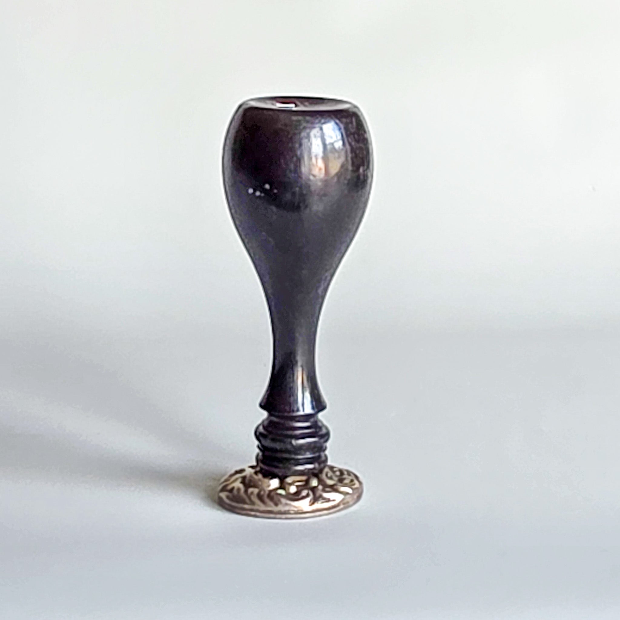 19thC EBONY & SILVER SCOTTISH DESK SEAL - AITOUNE OF INCHDAIRNIE