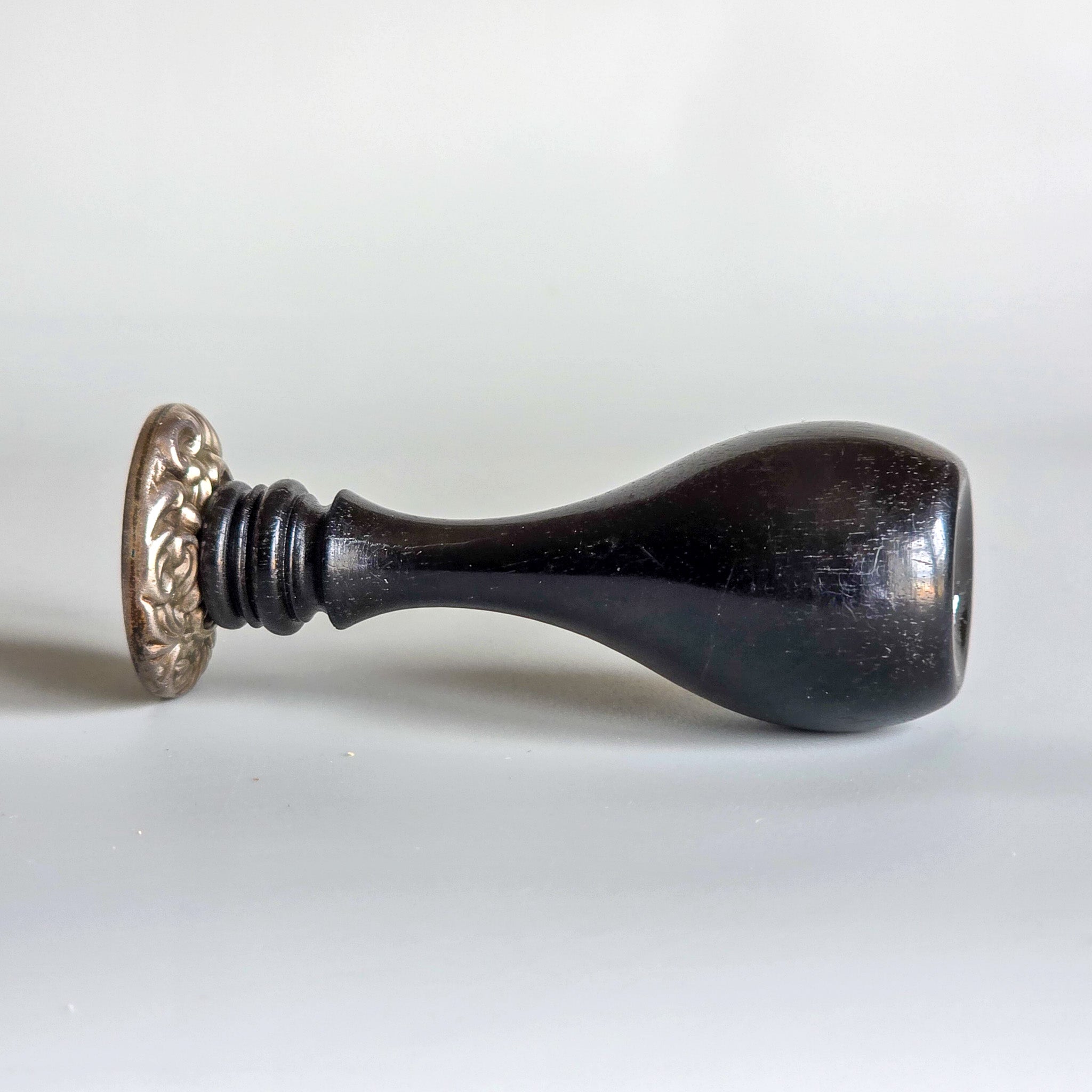 19thC EBONY & SILVER SCOTTISH DESK SEAL - AITOUNE OF INCHDAIRNIE