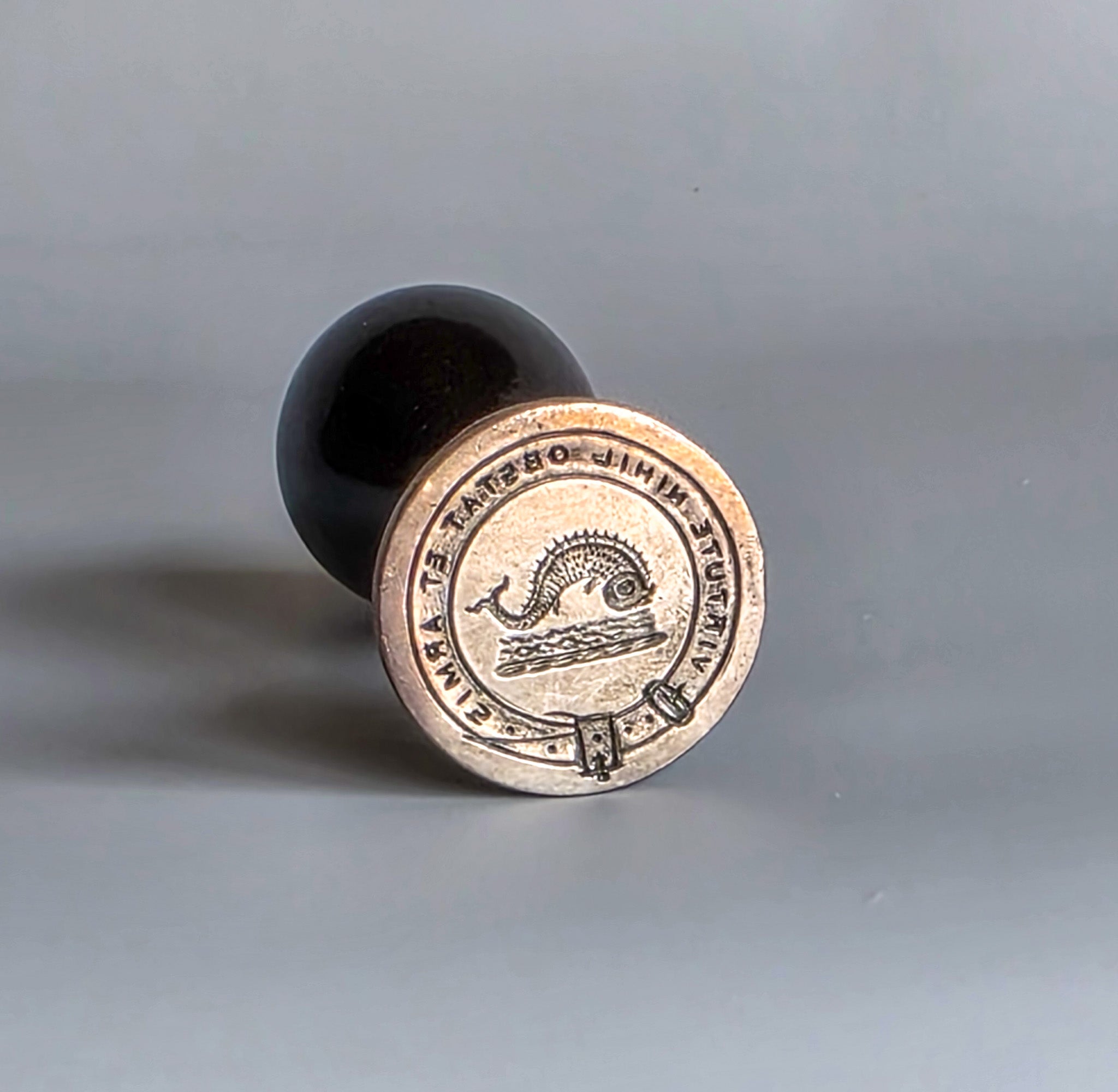 19thC EBONY & SILVER SCOTTISH DESK SEAL - AITOUNE OF INCHDAIRNIE